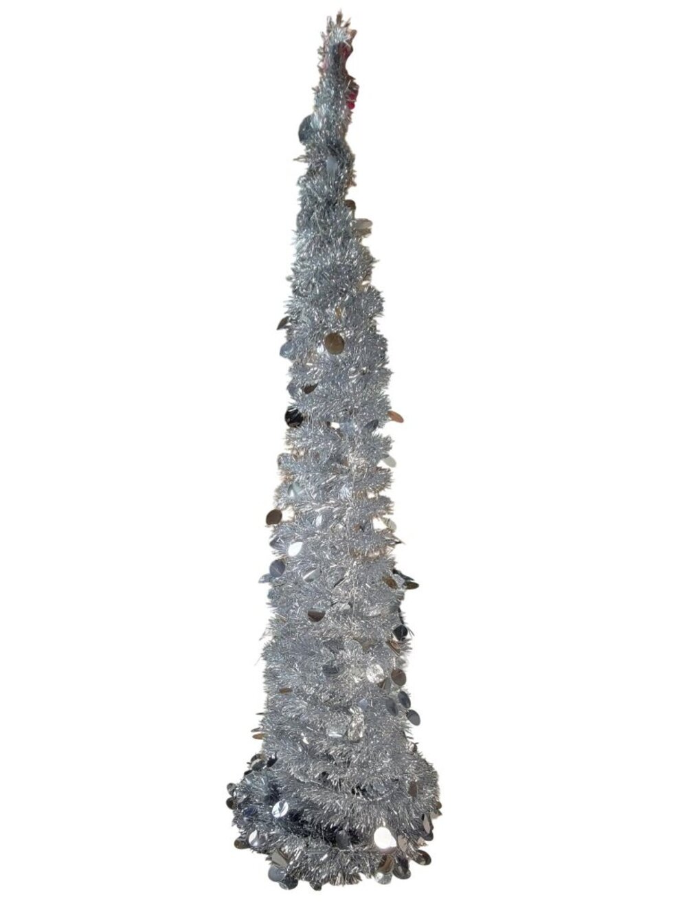 Collapsible Artificial Christmas Tree 5 ft Tinsel Sequins Pop up Tree with Stand